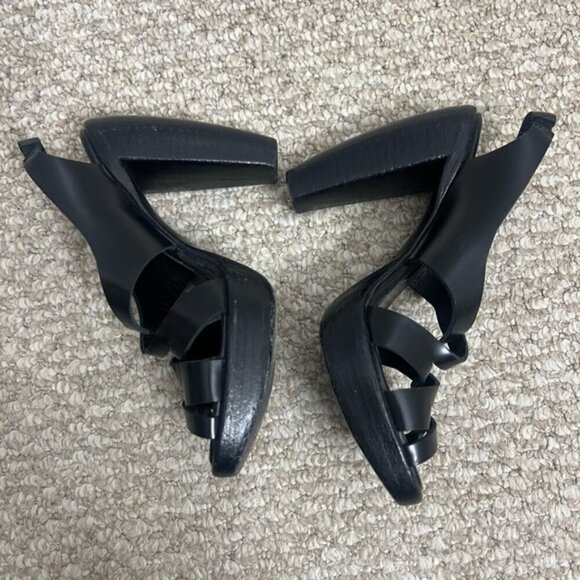 Rocco P. Women's Black Strappy Slip On Slingback Open Toe Heels Size 36 - Picture 4 of 12